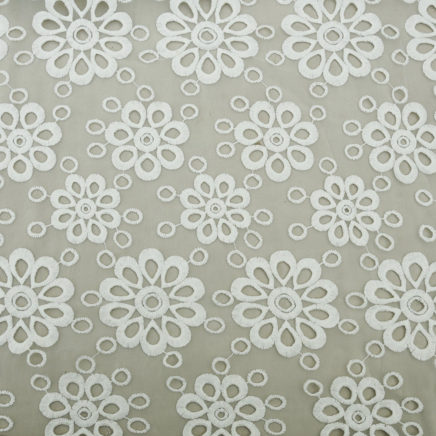 White Color Organza Embroidery Fabric