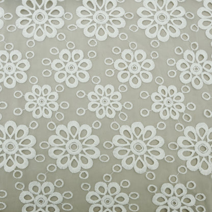 White Color Organza Embroidery Fabric