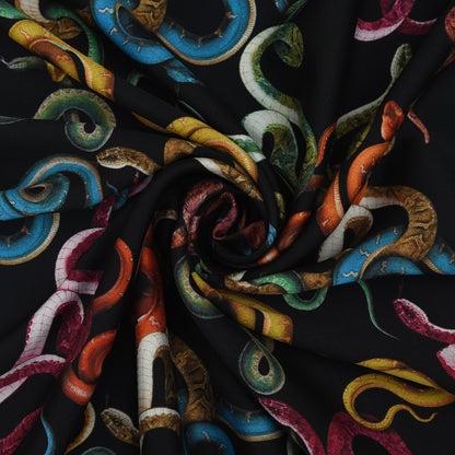 Multicolor Twill Silk Print Fabric