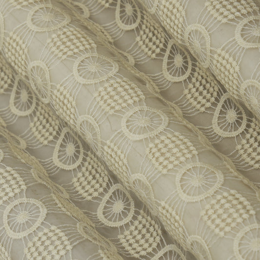 Off White Color Organza Embroidery Fabric