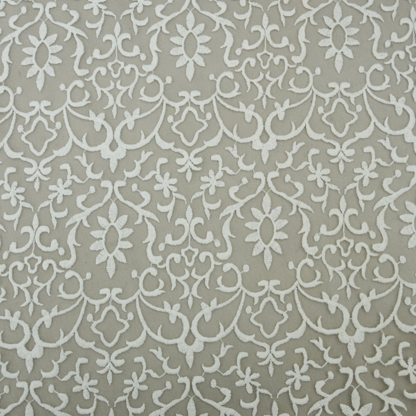 White Color Organza Embroidery Fabric