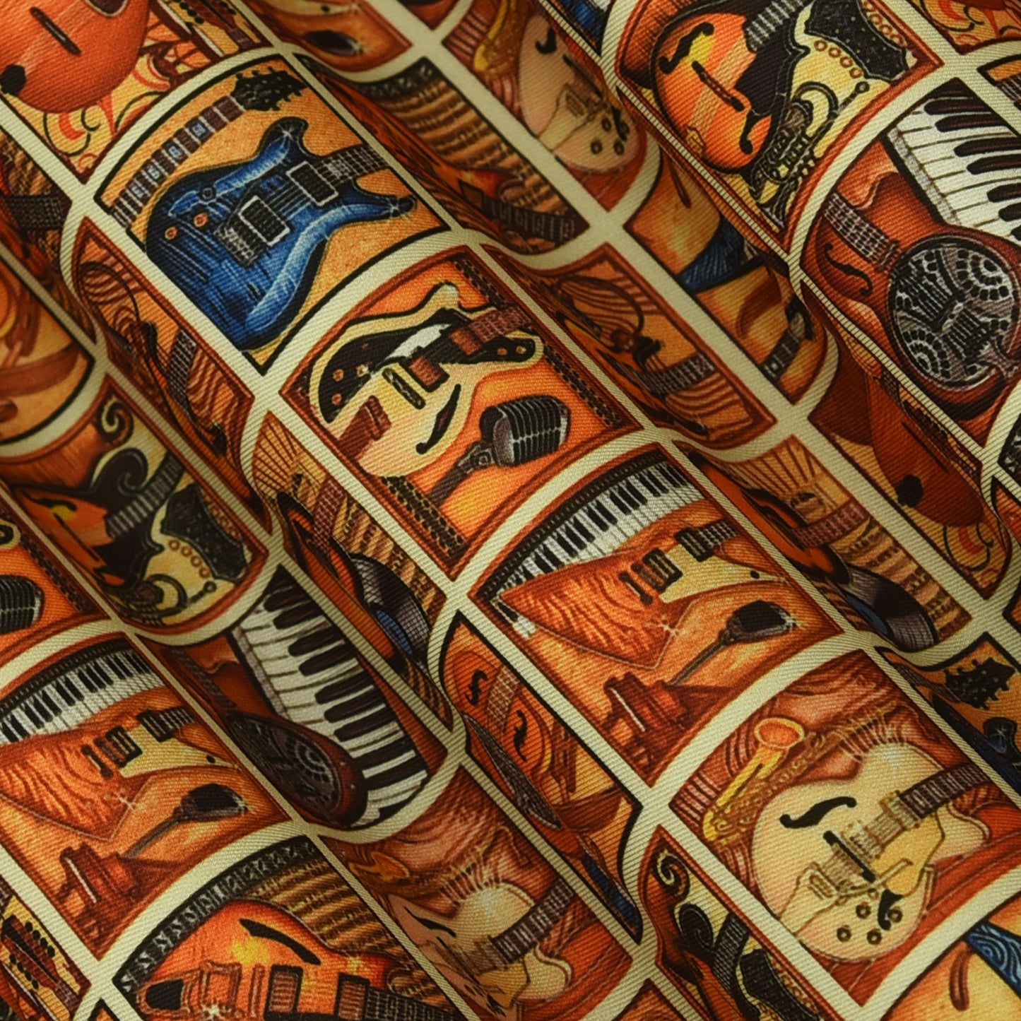 Multicolor Twill Silk Print Fabric