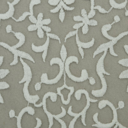 White Color Organza Embroidery Fabric