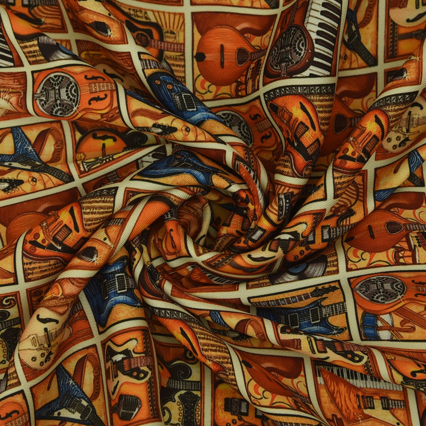 Multicolor Twill Silk Print Fabric