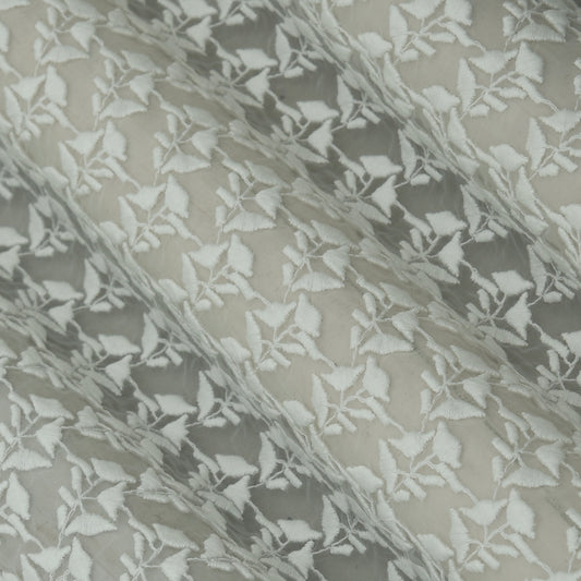 White Color Organza Embroidery Fabric