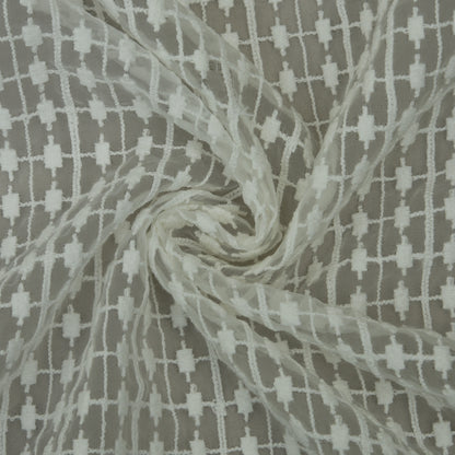 White Color Organza Embroidery Fabric