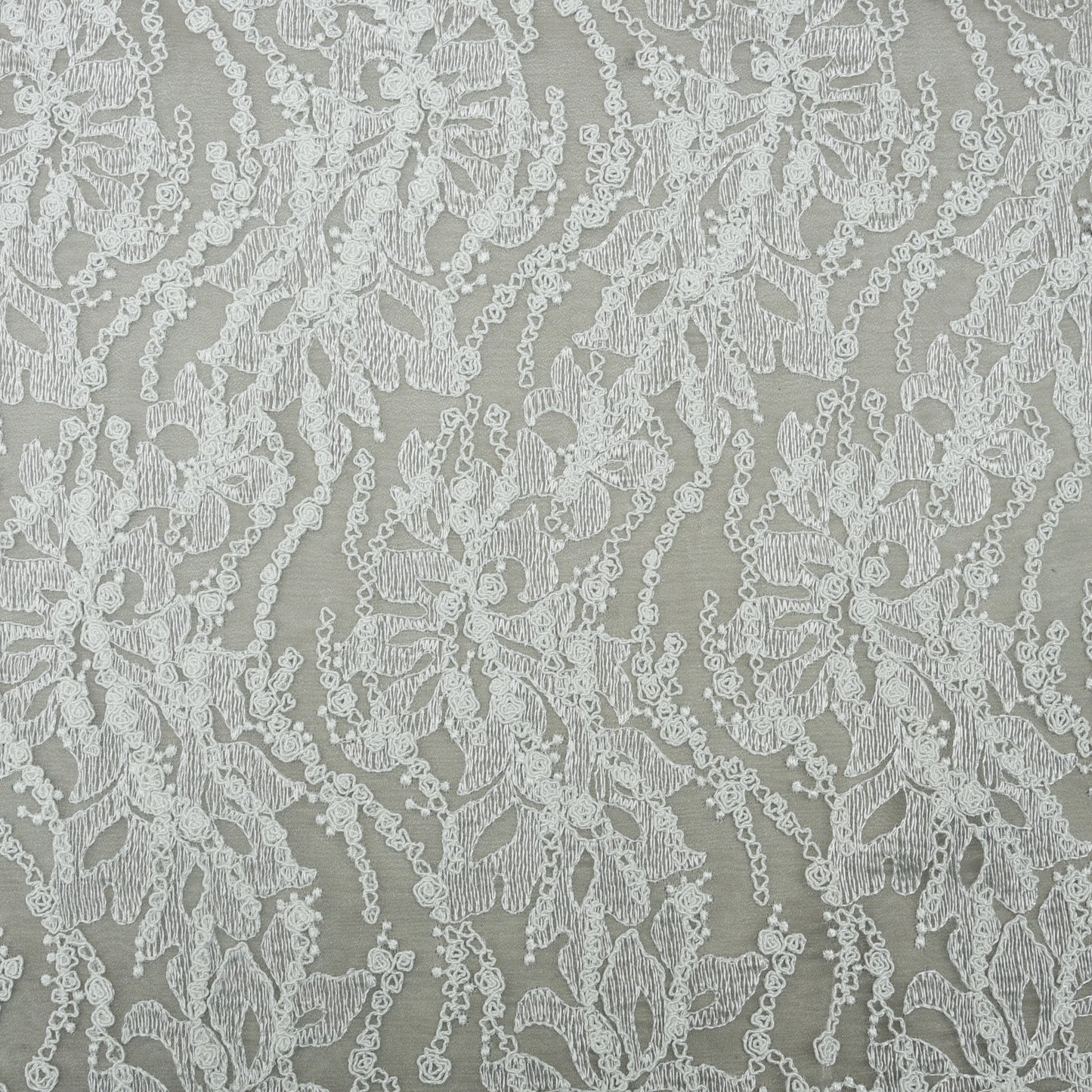 White Color Organza Embroidery Fabric