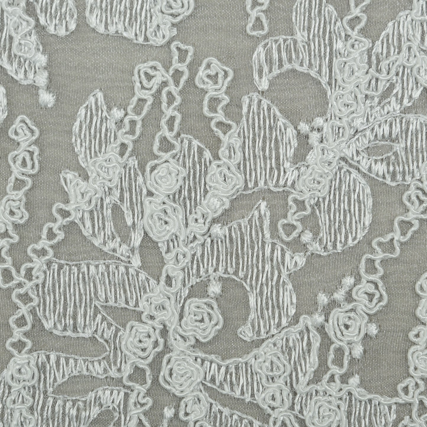 White Color Organza Embroidery Fabric