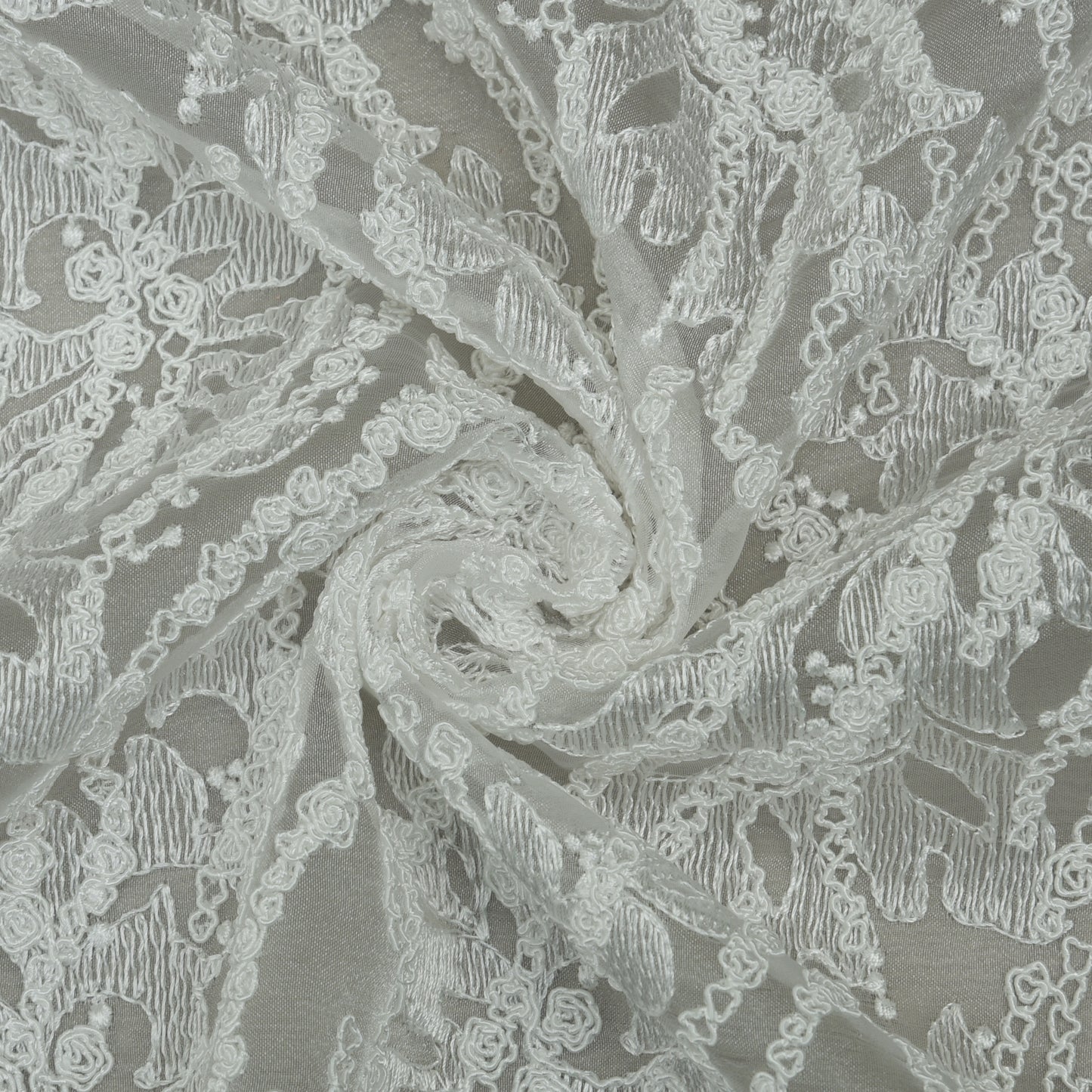 White Color Organza Embroidery Fabric