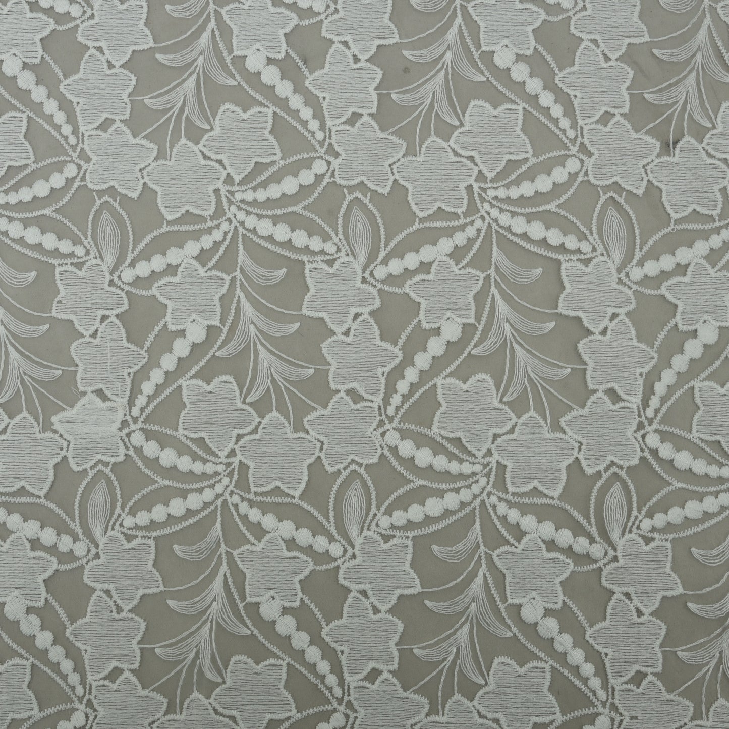 White Color Organza Embroidery Fabric