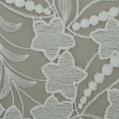 White Color Organza Embroidery Fabric