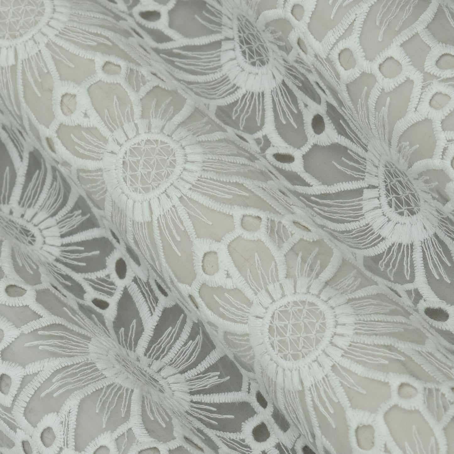 White Color Organza Embroidery Fabric