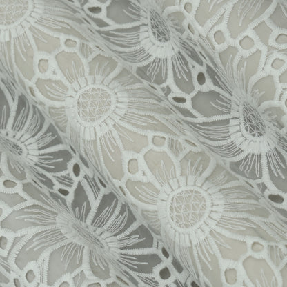 White Color Organza Embroidery Fabric