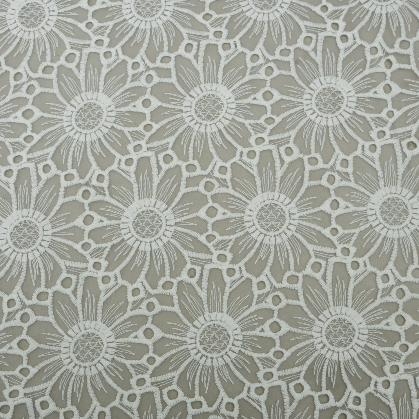 White Color Organza Embroidery Fabric