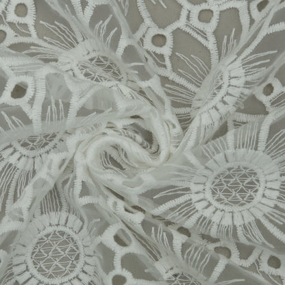 White Color Organza Embroidery Fabric