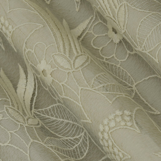 Off White Color Organza Embroidery Fabric