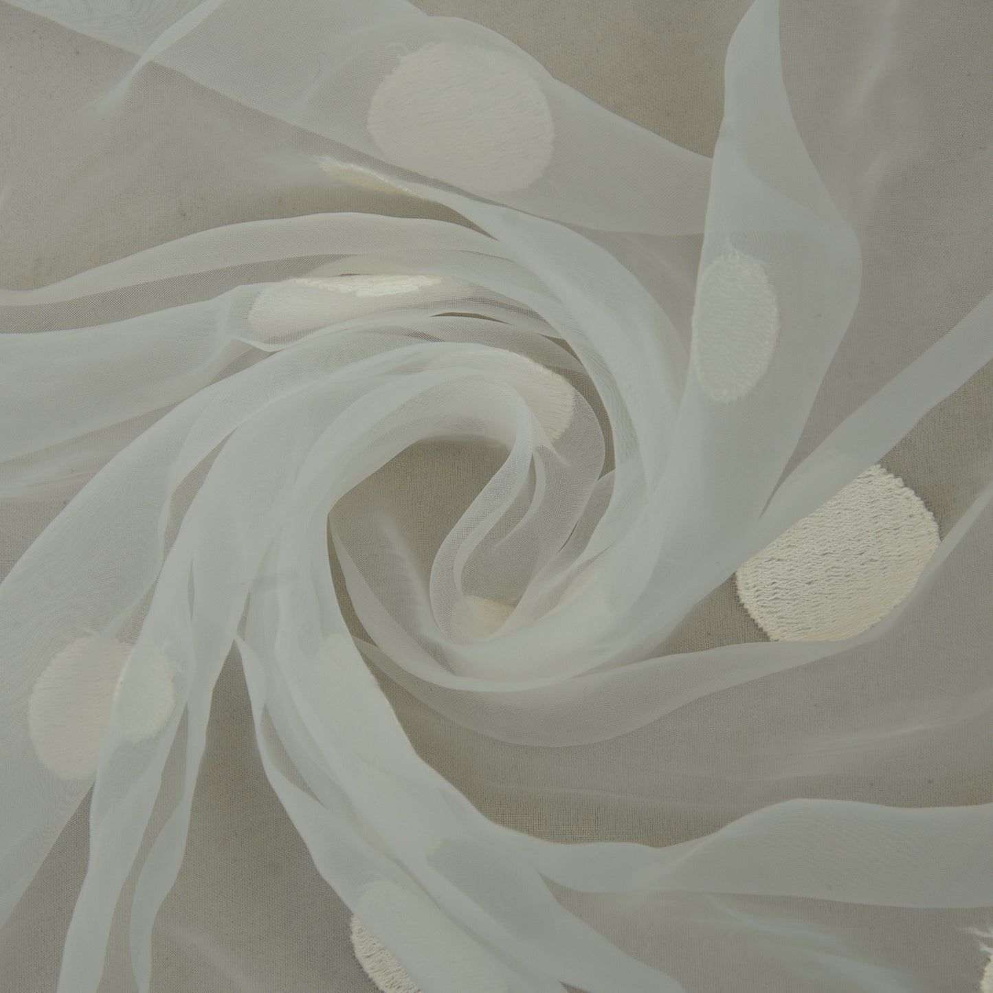 White Color Organza Embroidery Fabric