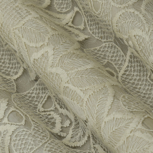 Off White Color Organza Embroidery Fabric