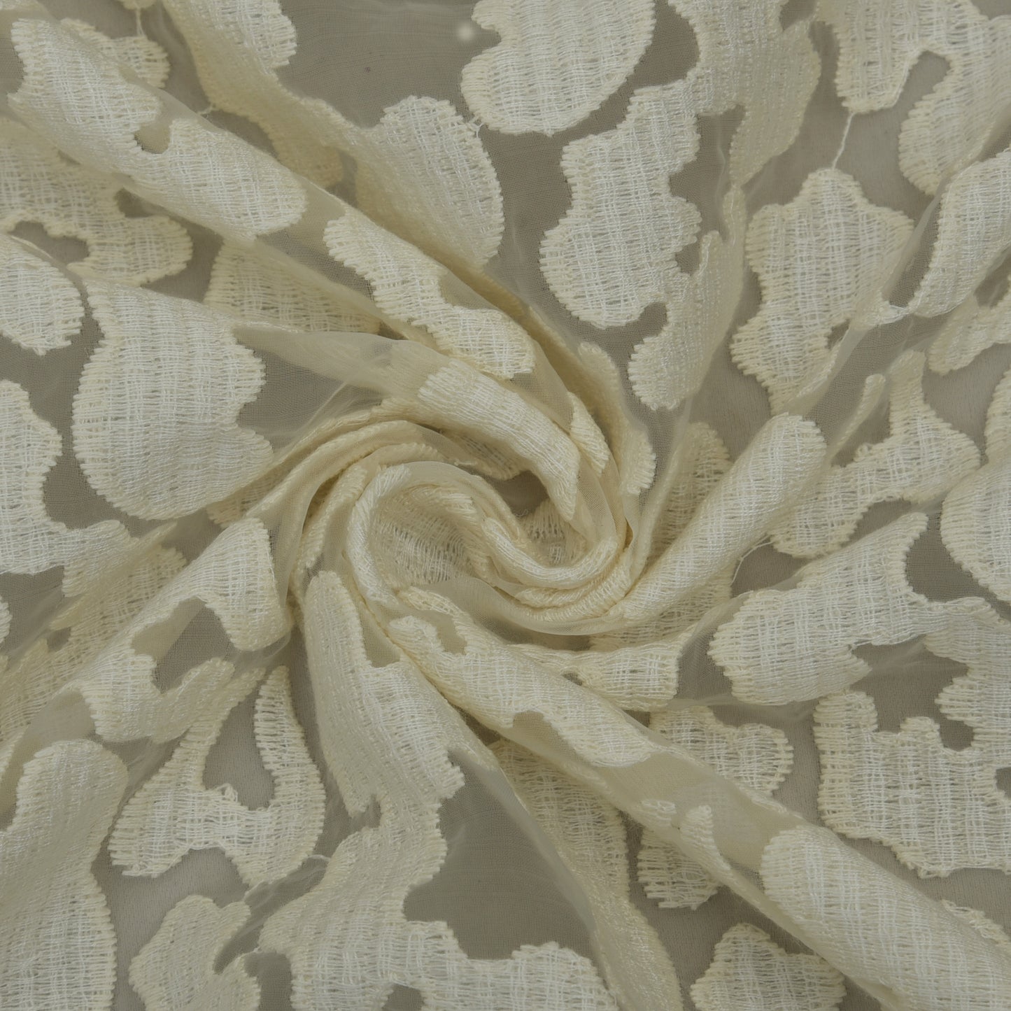 Off White Color Organza Embroidery Fabric