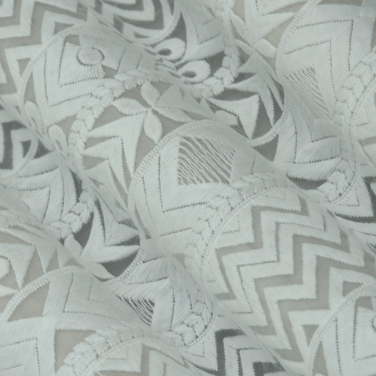 White Color Organza Embroidery Fabric