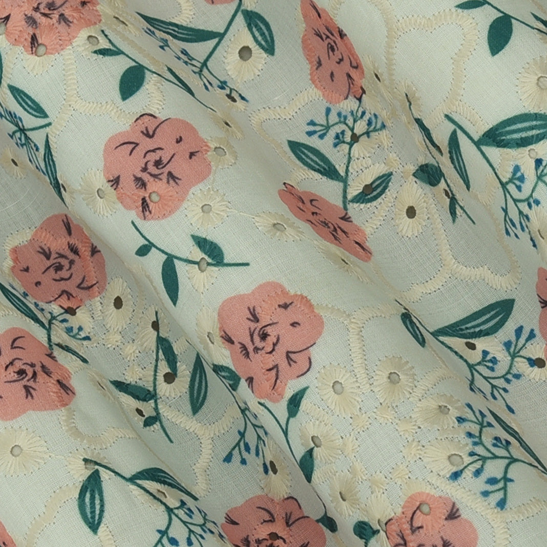 Cotton Print Embroidery Fabric