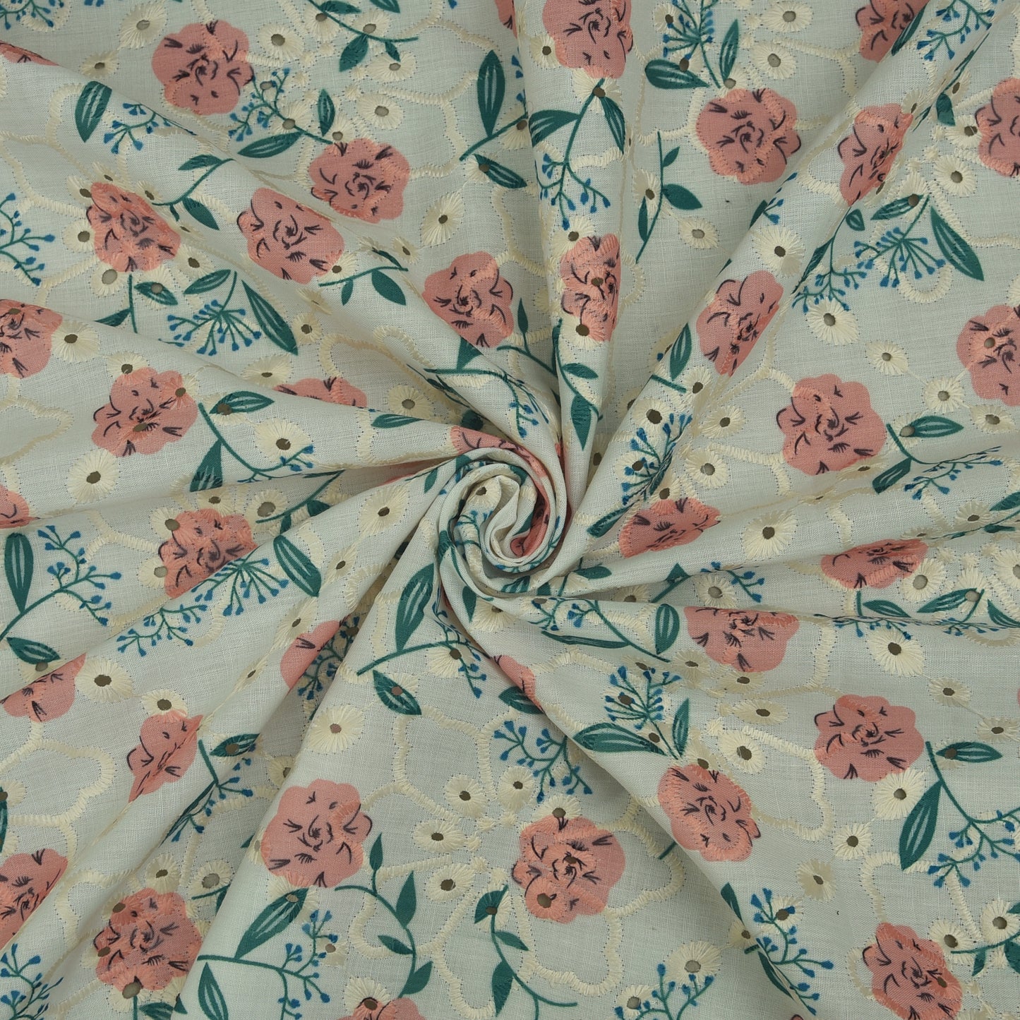 Cotton Print Embroidery Fabric