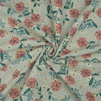 Cotton Print Embroidery Fabric
