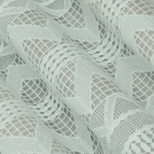 White Color Organza Embroidery Fabric