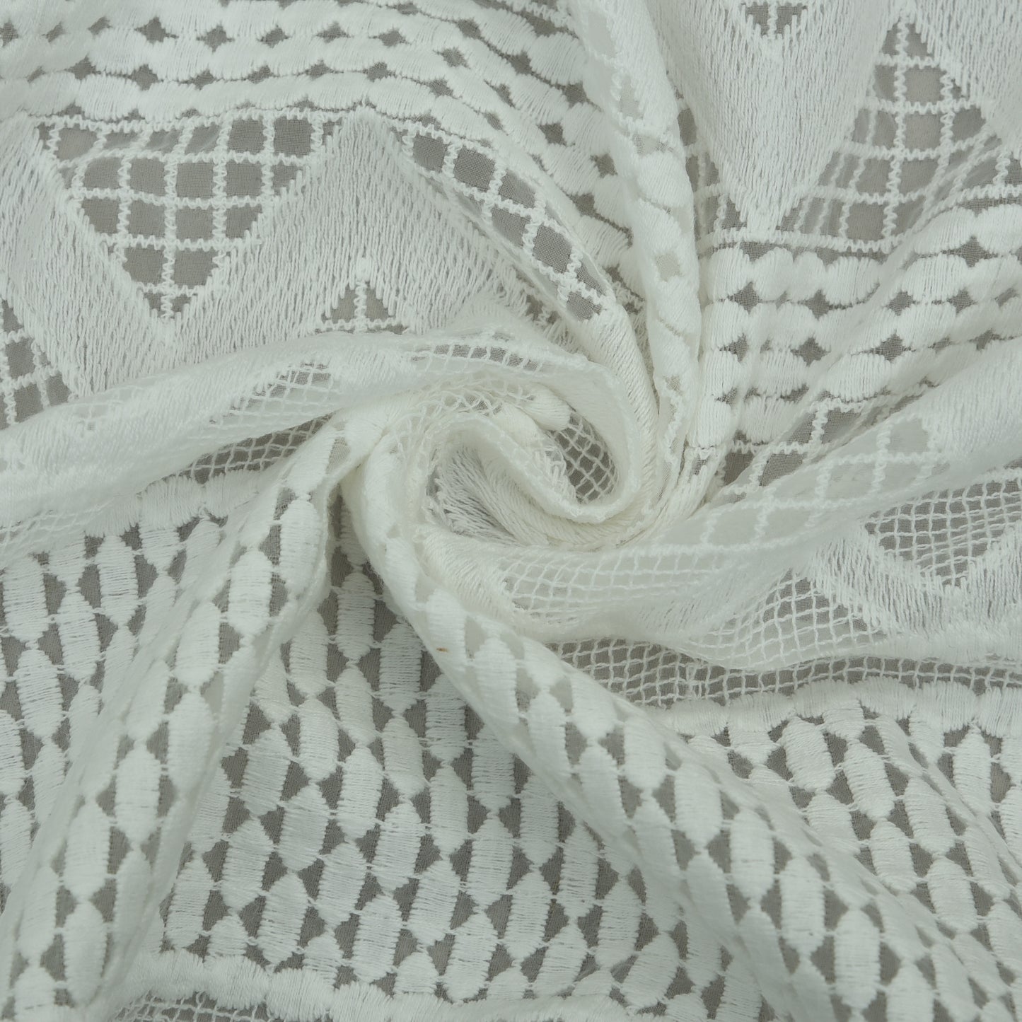 White Color Organza Embroidery Fabric