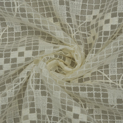 Off White Color Organza Embroidery Fabric