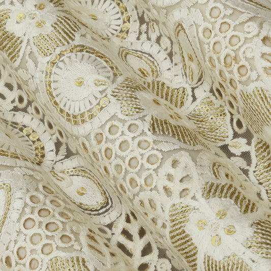 White Net Embroidery Fabric