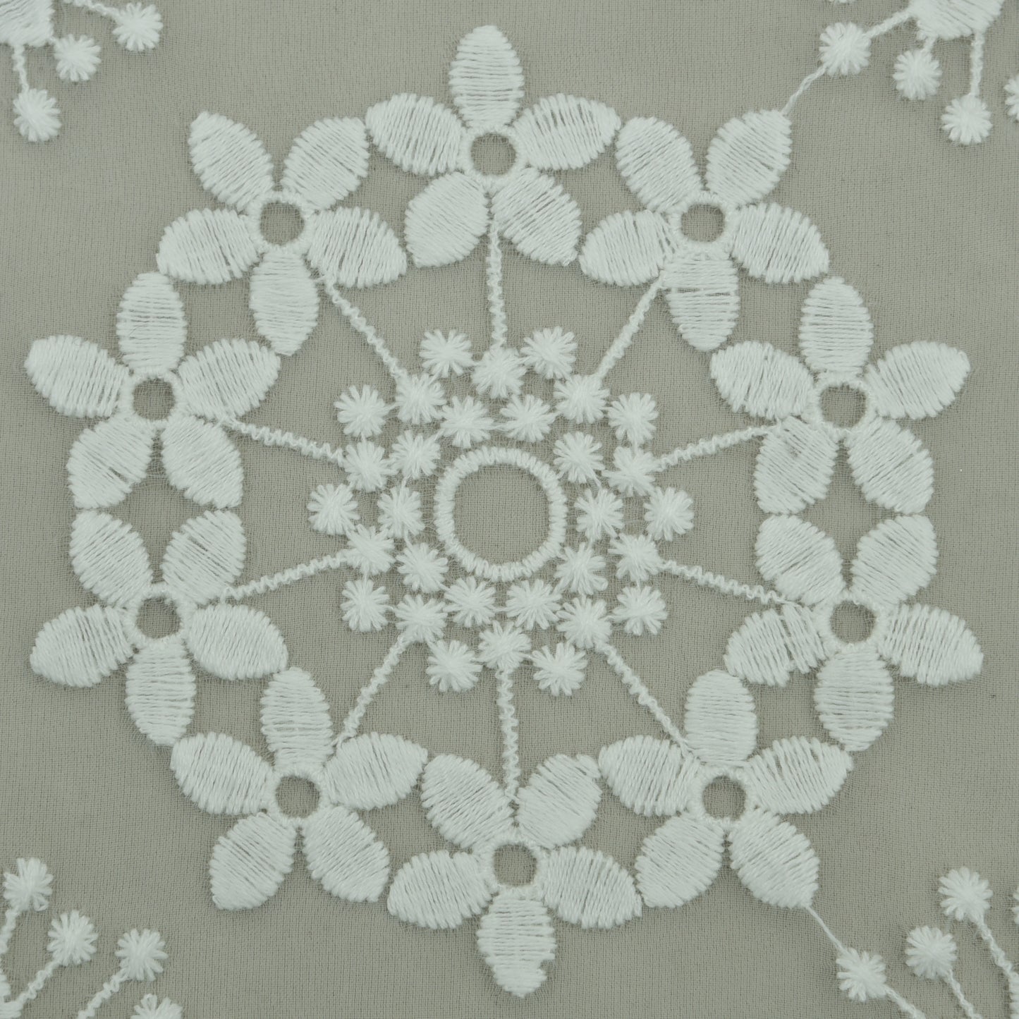 White Color Organza Embroidery Fabric