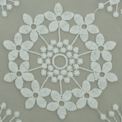 White Color Organza Embroidery Fabric