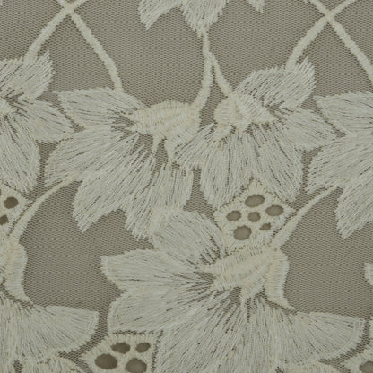 White Color Net Embroidery Fabric