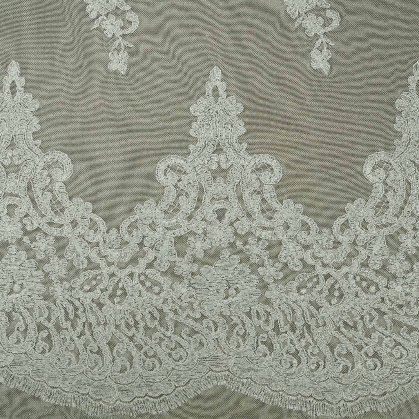 White Color Net Embroidery Fabric