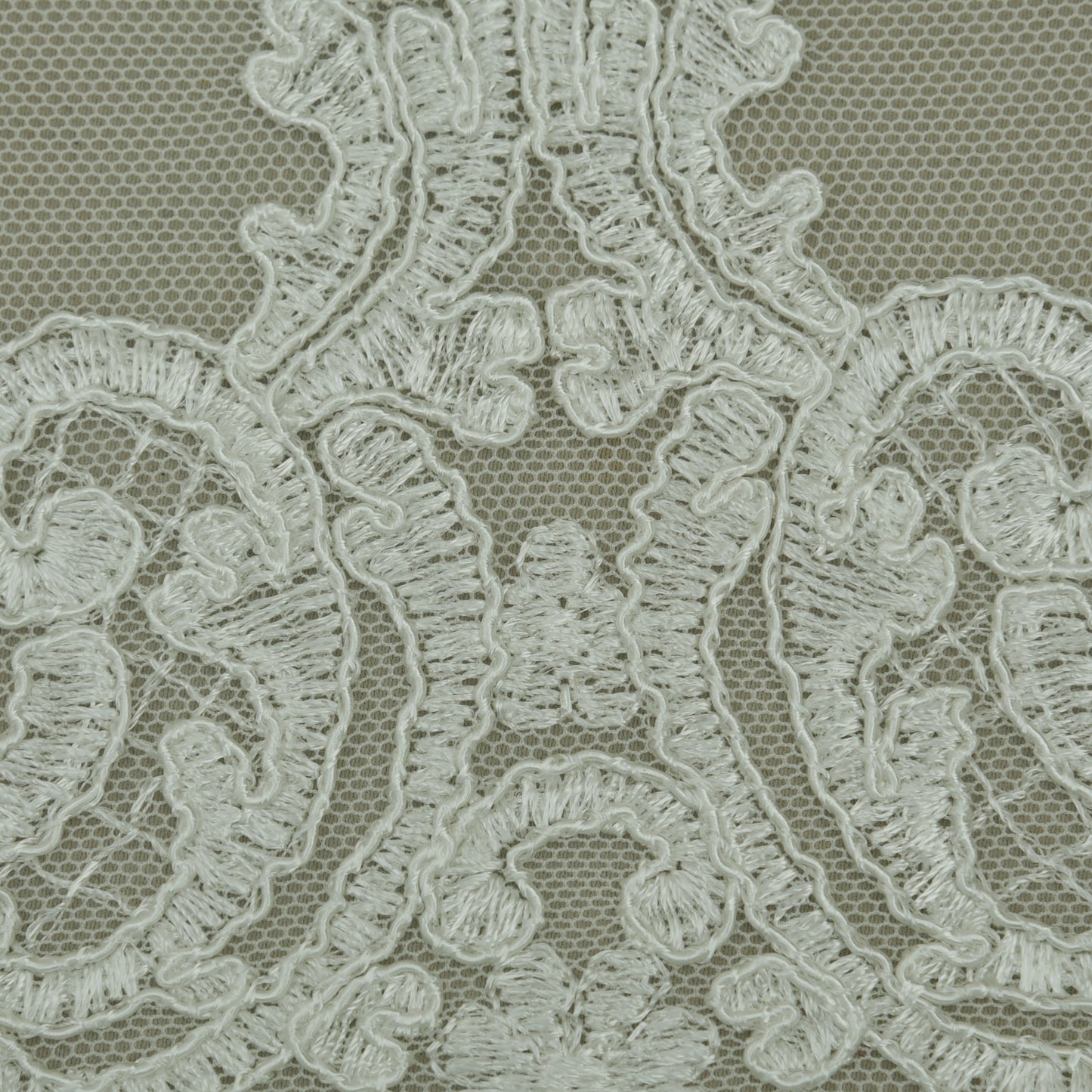 White Color Net Embroidery Fabric