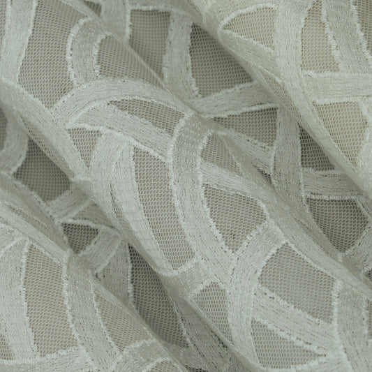 White Color Net Embroidery Fabric