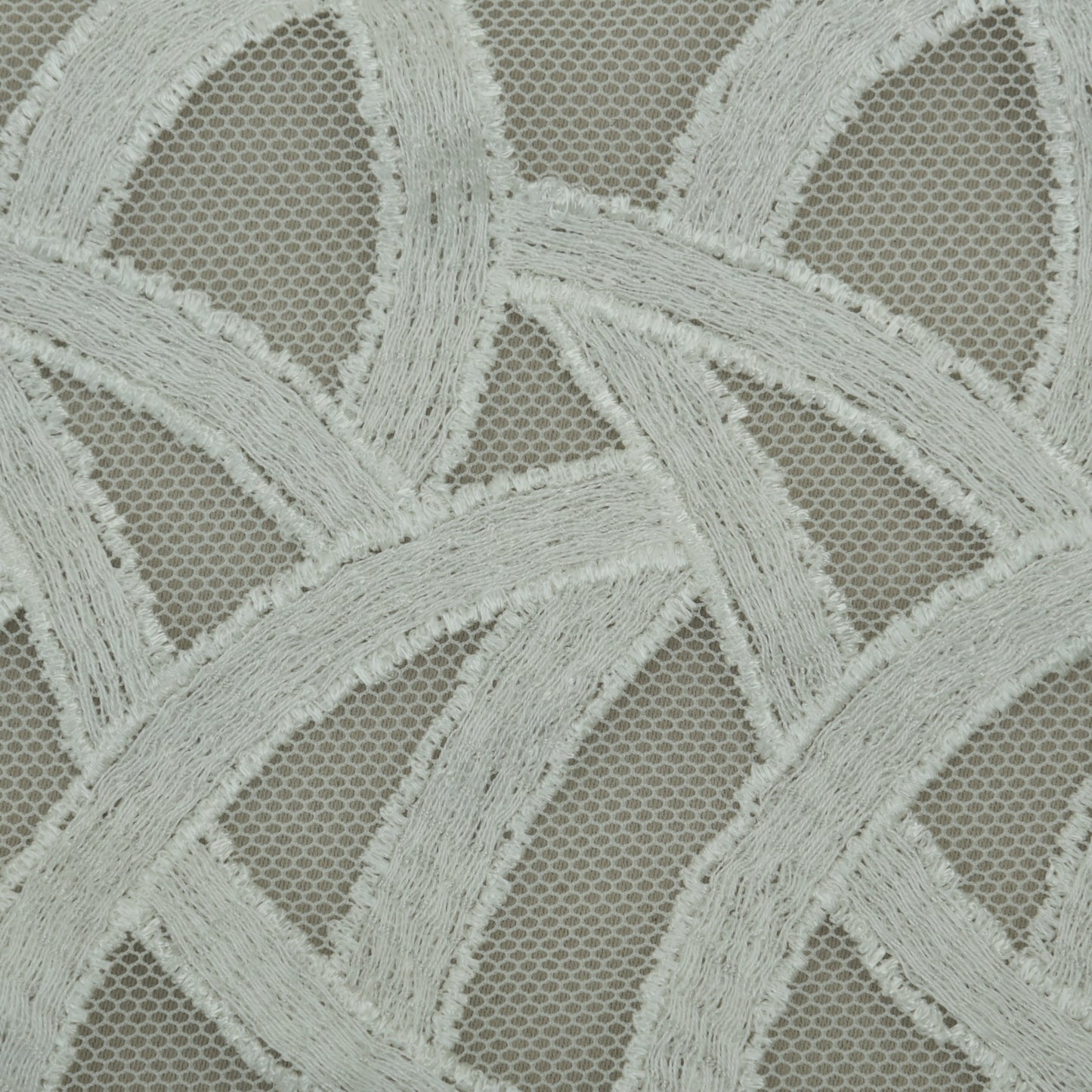 White Color Net Embroidery Fabric