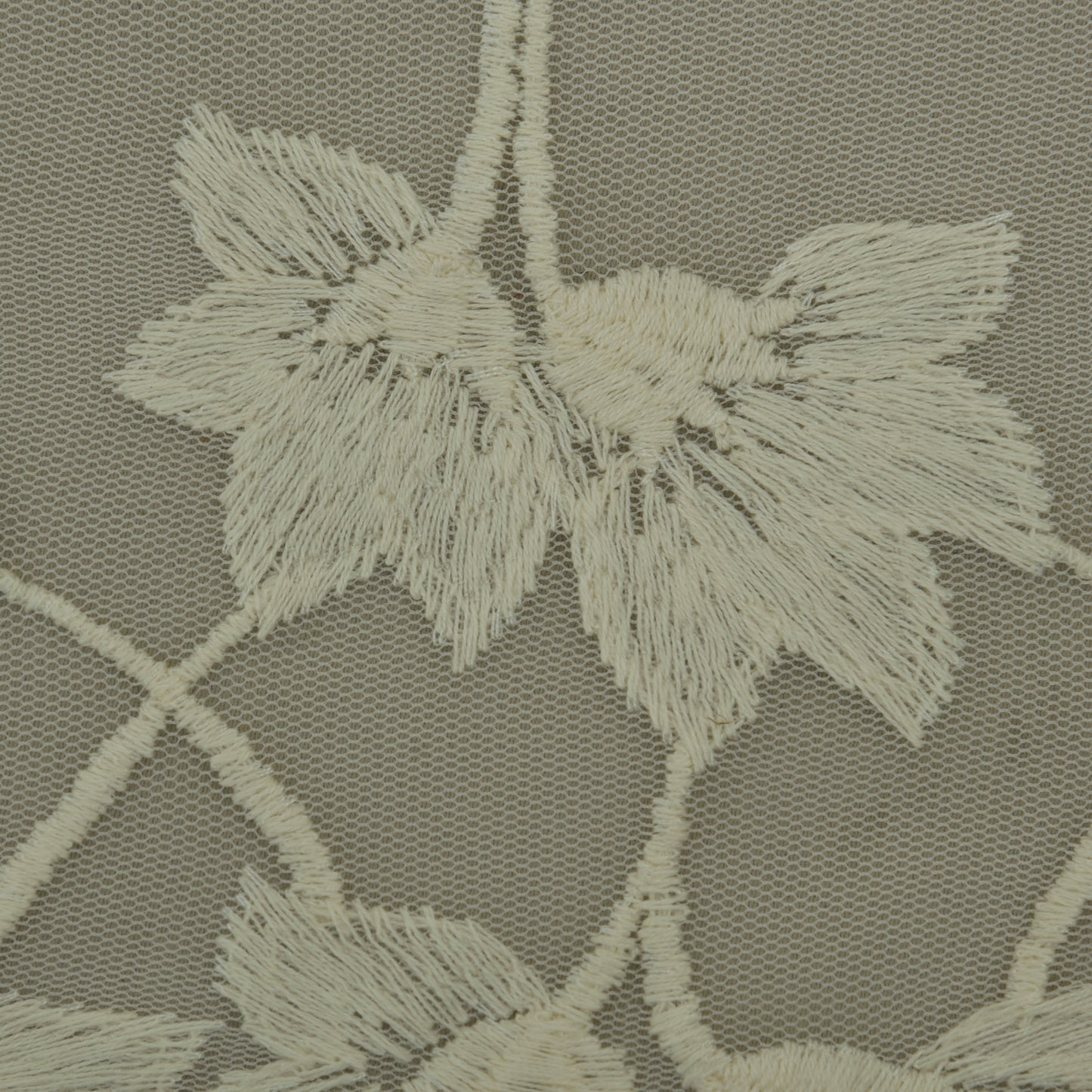 Off White Color Net Embroidery Fabric