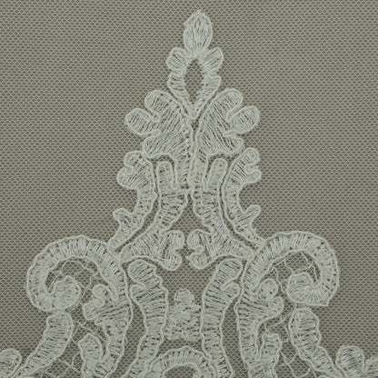 White Color Net Embroidery Fabric