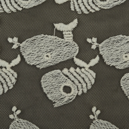 Black Color Net Embroidery Fabric