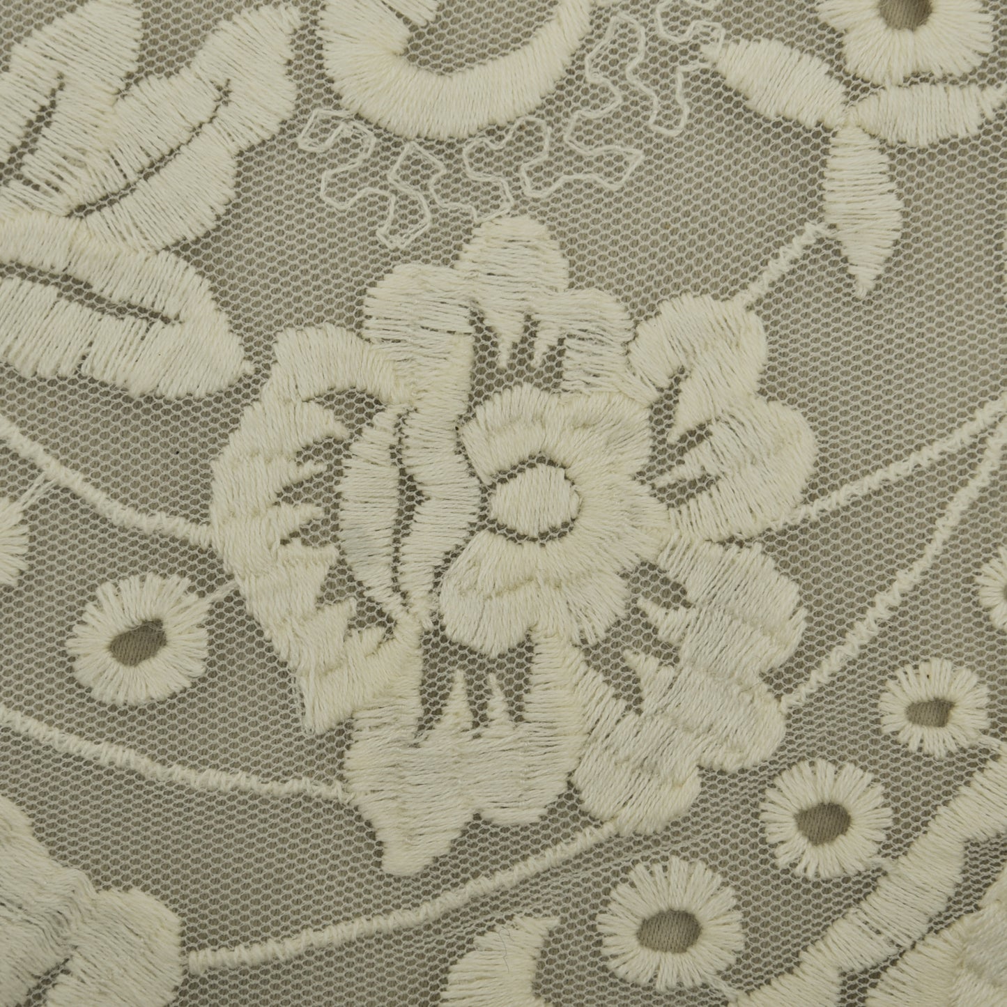 Off White  Color Net Embroidery Fabric