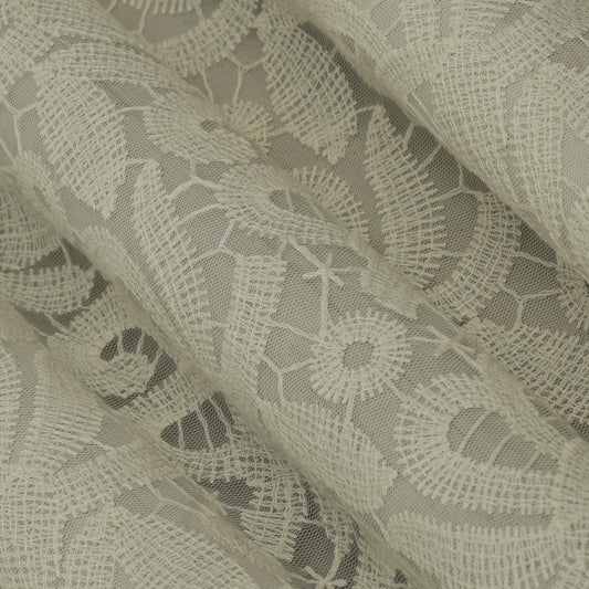 Off White  Color Net Embroidery Fabric