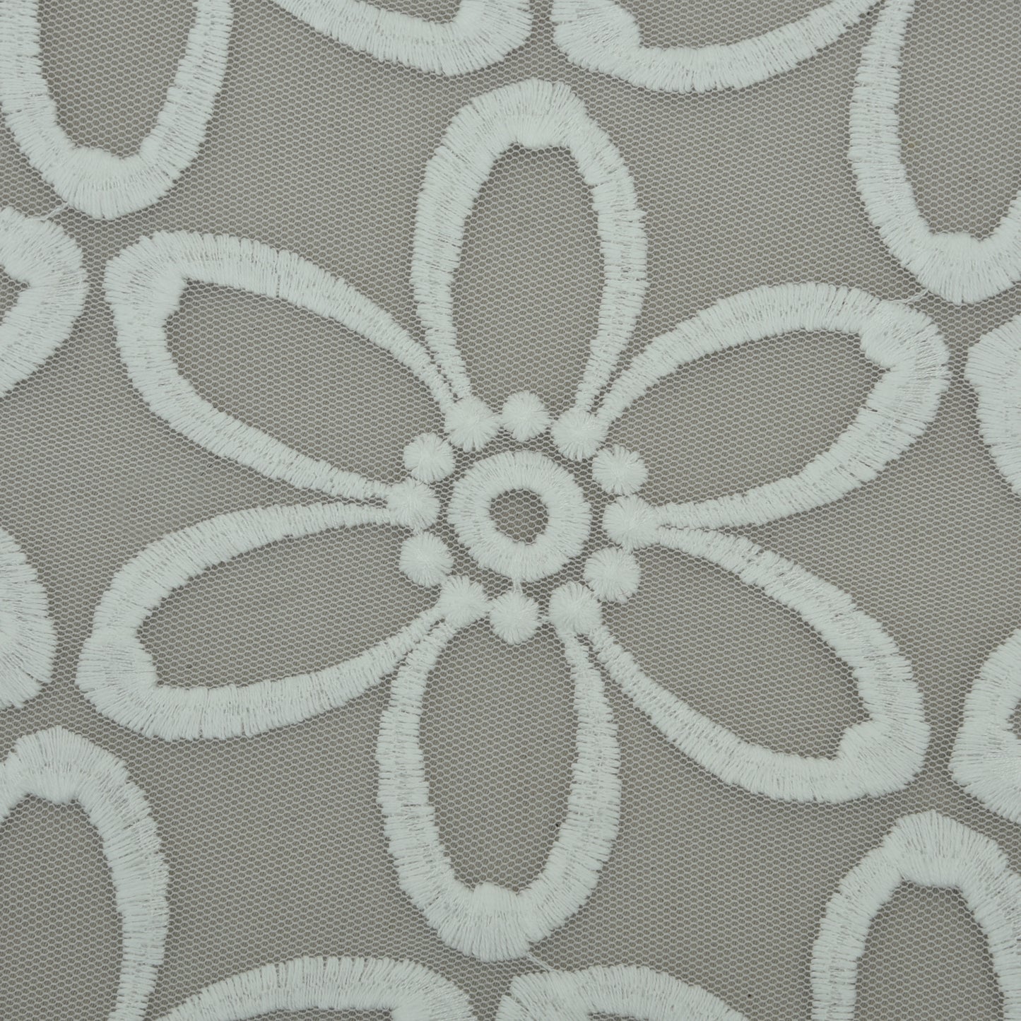 White Color Net Embroidery Fabric