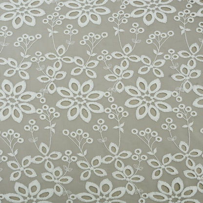 White Color Net Embroidery Fabric