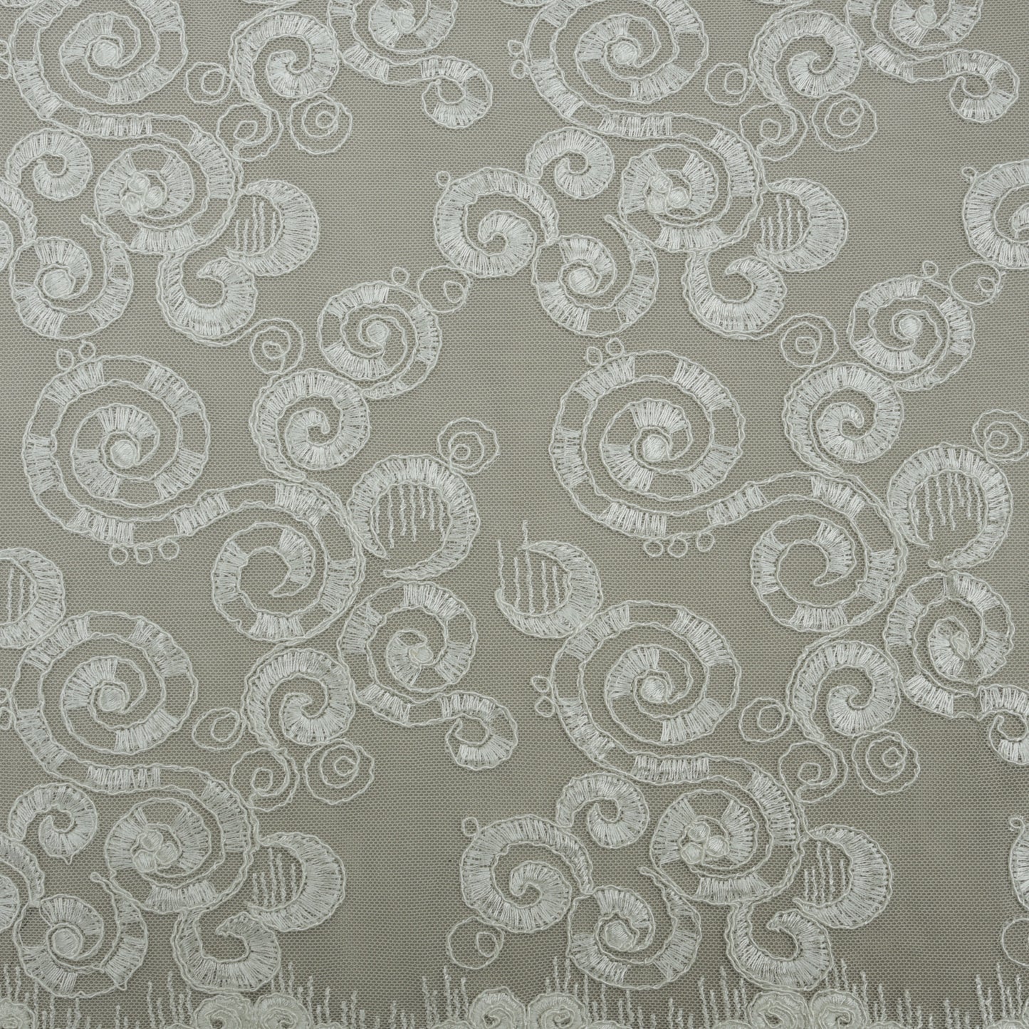 White Color Net Embroidery Fabric