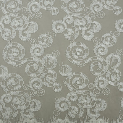 White Color Net Embroidery Fabric