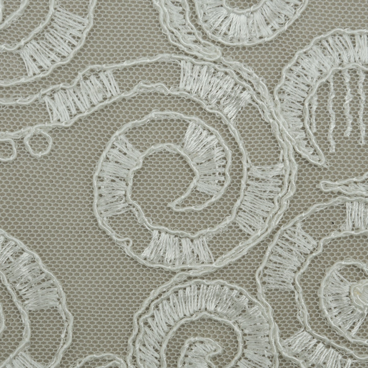 White Color Net Embroidery Fabric