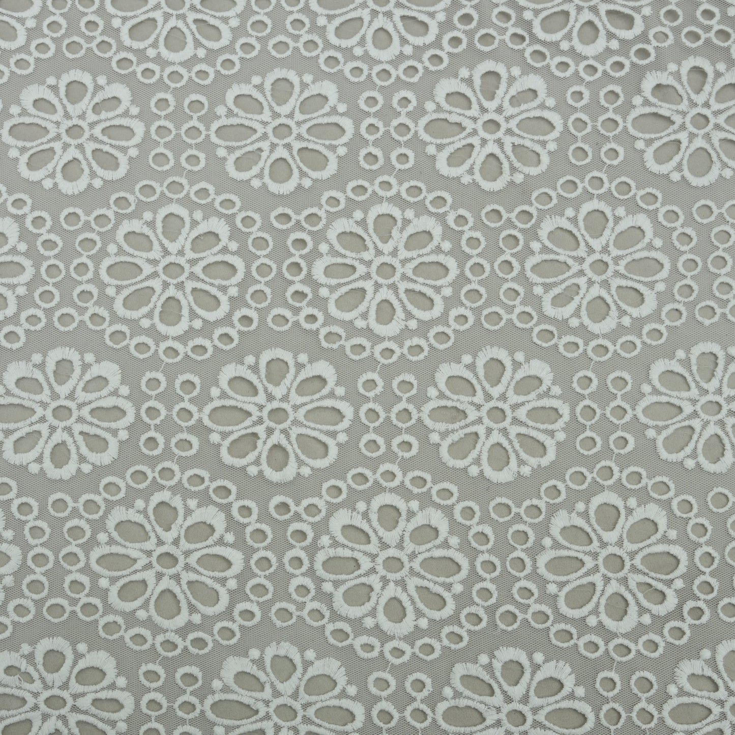 White Color Net Embroidery Fabric