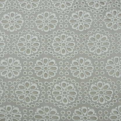 White Color Net Embroidery Fabric